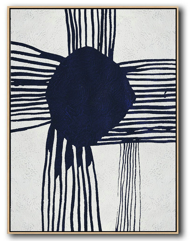 Buy Hand Painted Navy Blue Abstract Painting Online,Extra Large Wall Art #N1E0